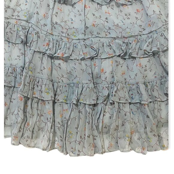 Rebecca Taylor Ruffle Trimmed Floral Vine Silk Mini Dress, in Mint, Size 4, NWT - Picture 11 of 15